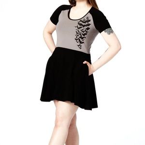 NWT Sourpuss Nokturnal Bat Skater Dress Gray